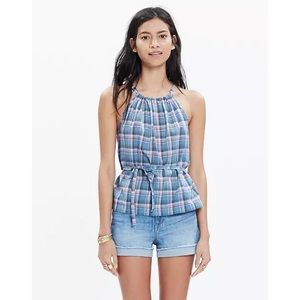90’s style MADEWELL Rivet and Thread Plaid Tie Top NWT Large